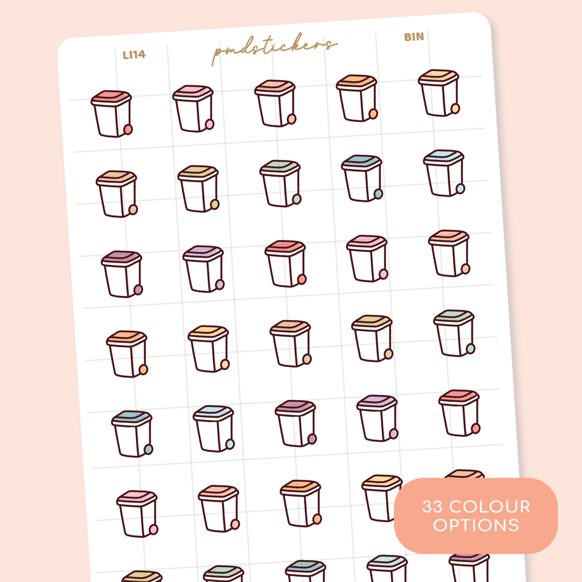 Bin Little Icon Stickers | Planner Stickers | LI14