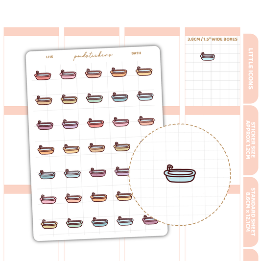 Bath Little Icon Stickers | Planner Stickers | LI15