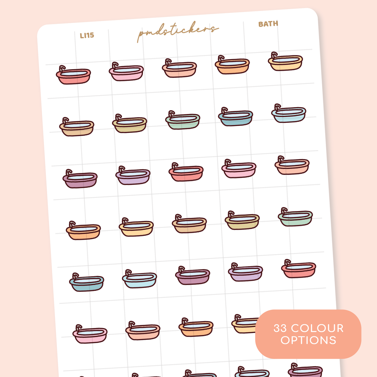 Bath Little Icon Stickers | Planner Stickers | LI15