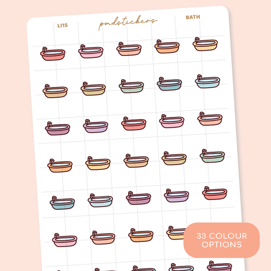 Bath Little Icon Stickers | Planner Stickers | LI15