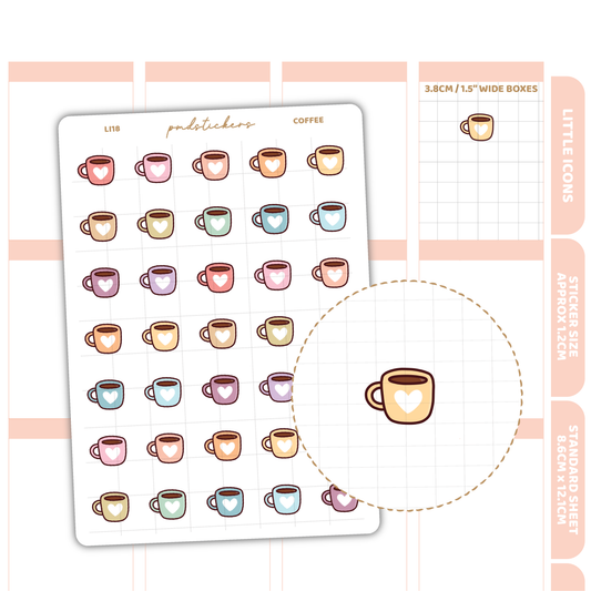 Coffee Little Icon Stickers | Planner Stickers | LI18