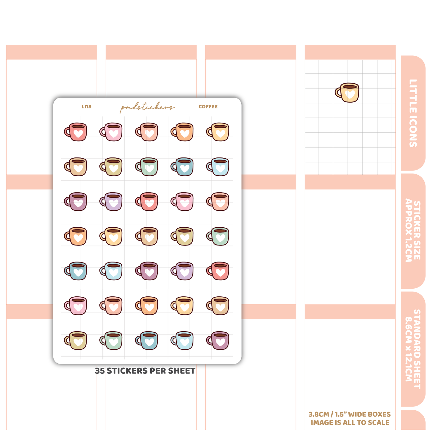 Coffee Little Icon Stickers | Planner Stickers | LI18