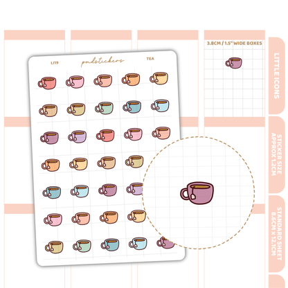 Tea Little Icon Stickers | Planner Stickers | LI19