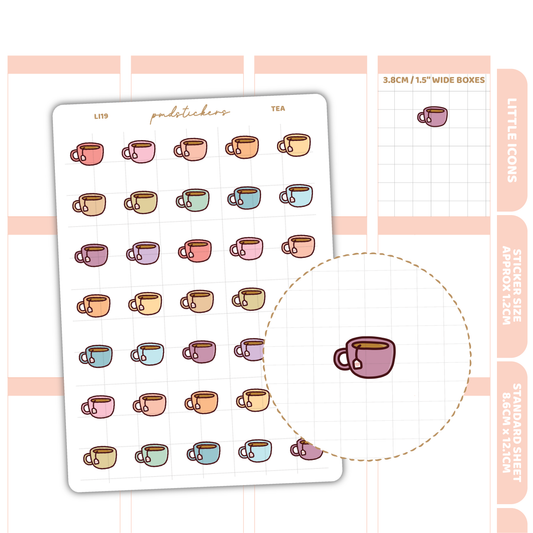 Tea Little Icon Stickers | Planner Stickers | LI19
