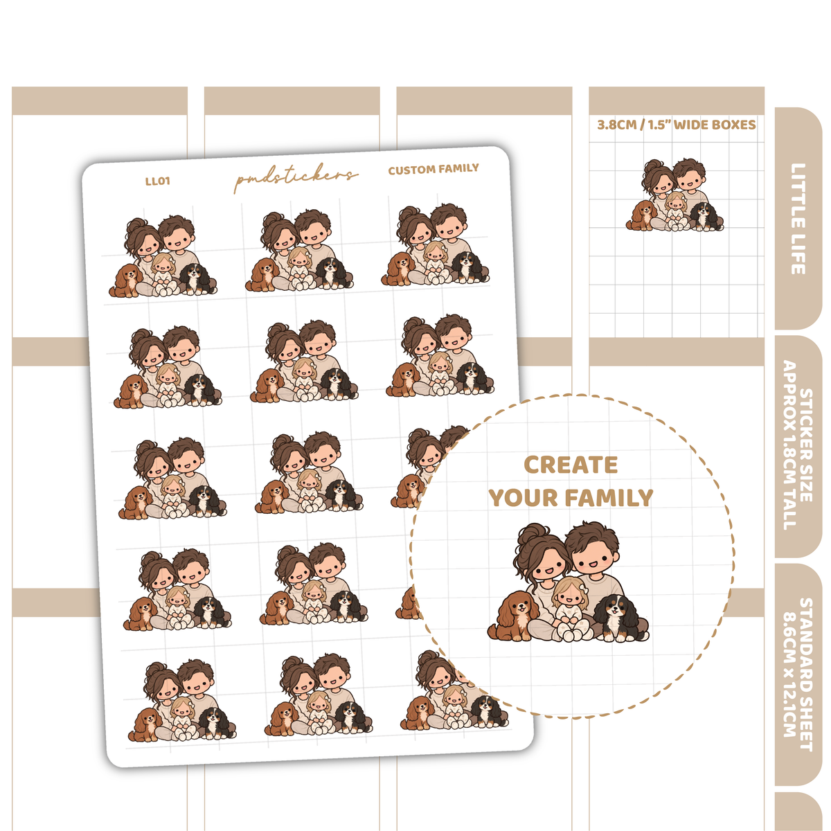 Custom Create Your Own Family Stickers | Little Life Planner Stickers | LL01