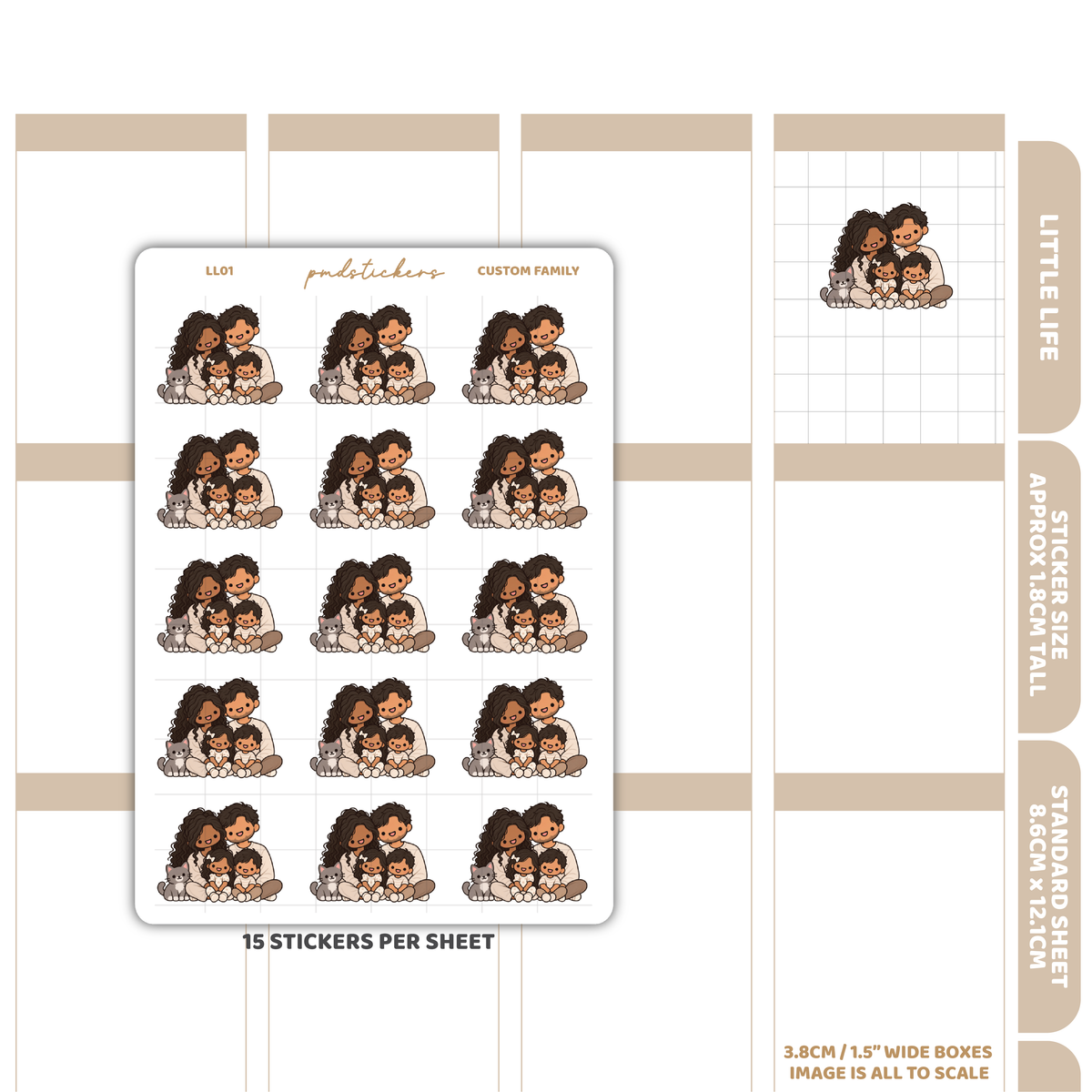 Custom Create Your Own Family Stickers | Little Life Planner Stickers | LL01