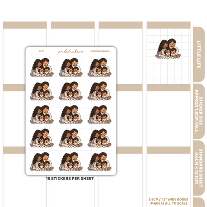 Custom Create Your Own Family Stickers | Little Life Planner Stickers | LL01