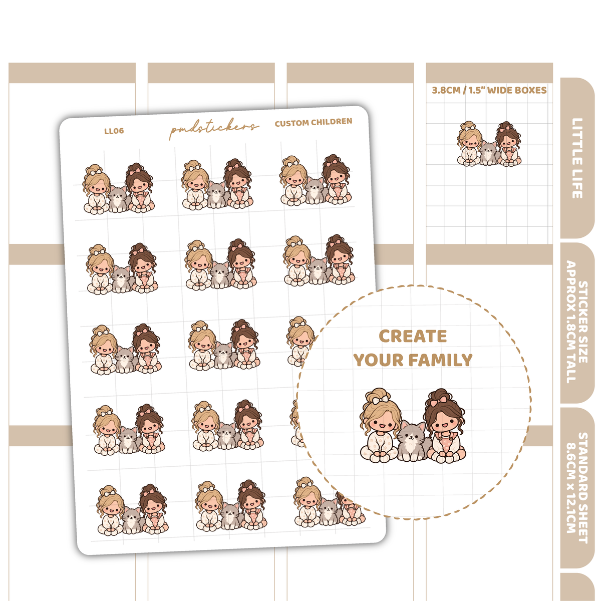 Custom Children Create Your Own Family Stickers | Little Life Planner Stickers | LL06