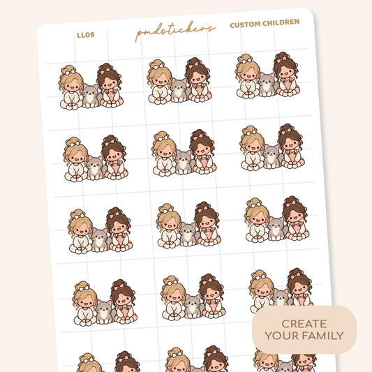 Custom Children Create Your Own Family Stickers | Little Life Planner Stickers | LL06