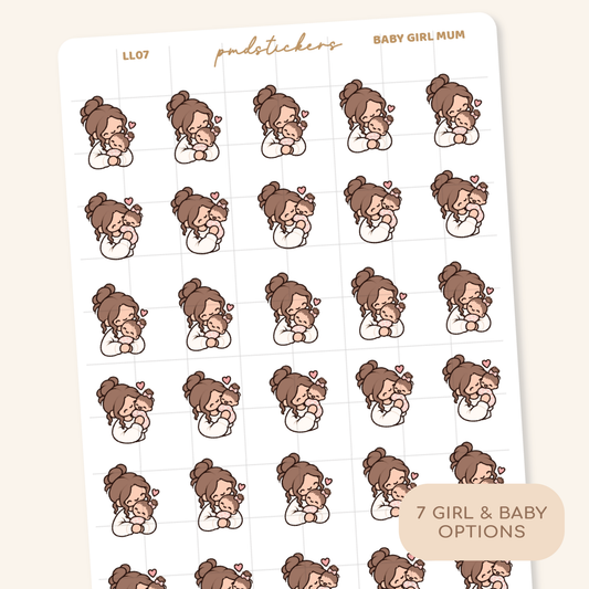 Baby Girl Mum Little Life Character Stickers | Planner Stickers | LL07
