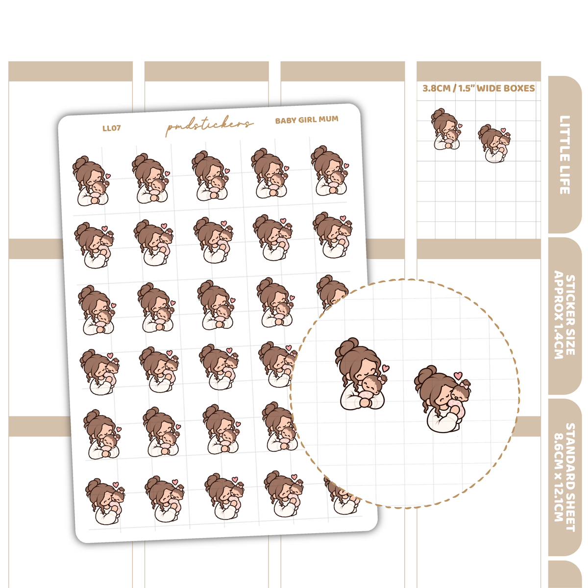 Baby Girl Mum Little Life Character Stickers | Planner Stickers | LL07