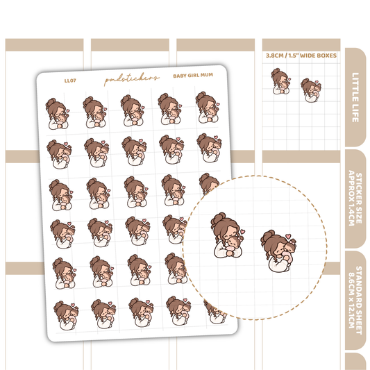 Baby Girl Mum Little Life Character Stickers | Planner Stickers | LL07