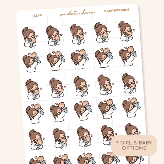 Baby Boy Mum Little Life Character Stickers | Planner Stickers | LL08