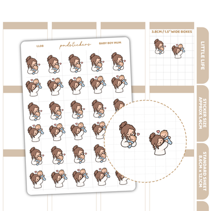 Baby Boy Mum Little Life Character Stickers | Planner Stickers | LL08