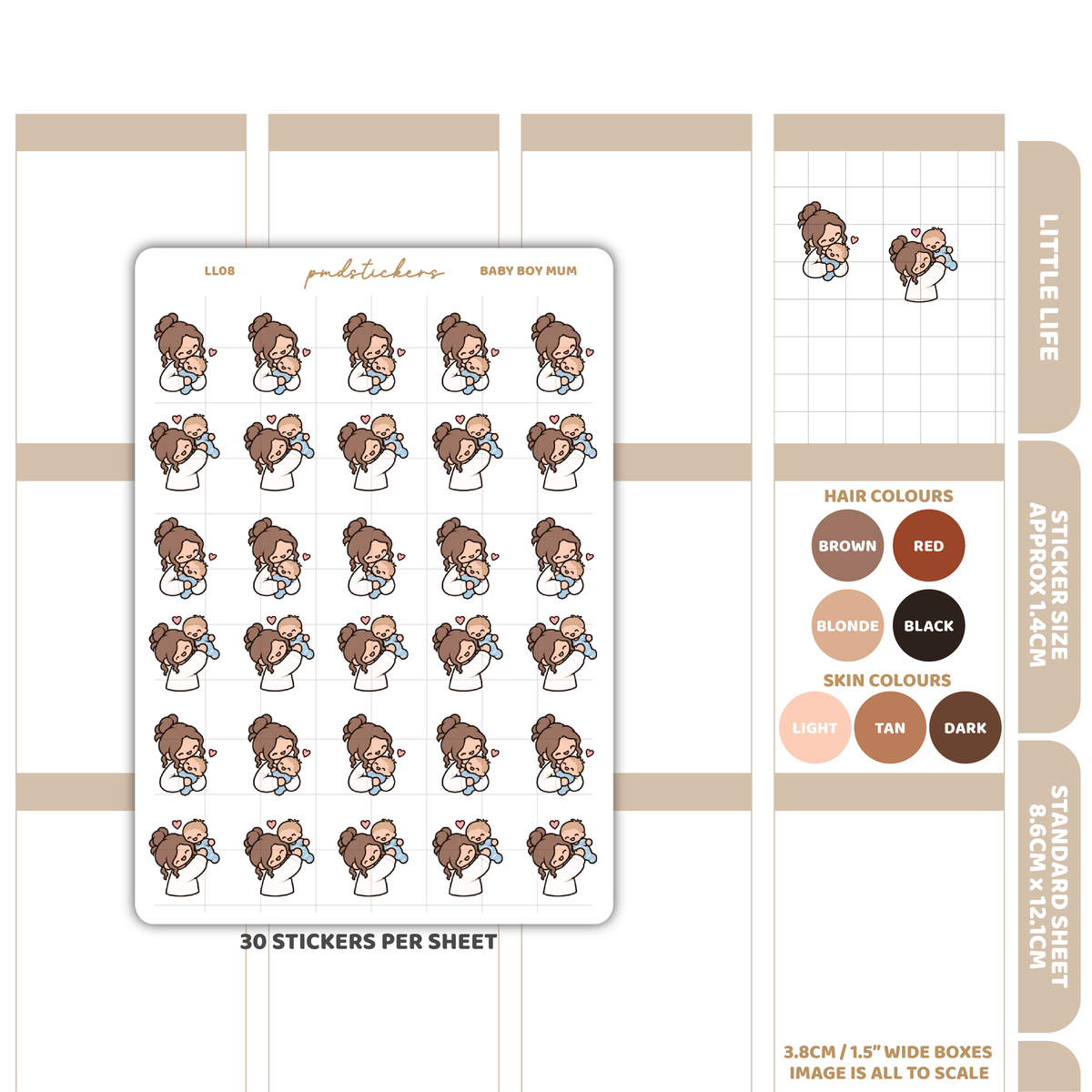 Baby Boy Mum Little Life Character Stickers | Planner Stickers | LL08