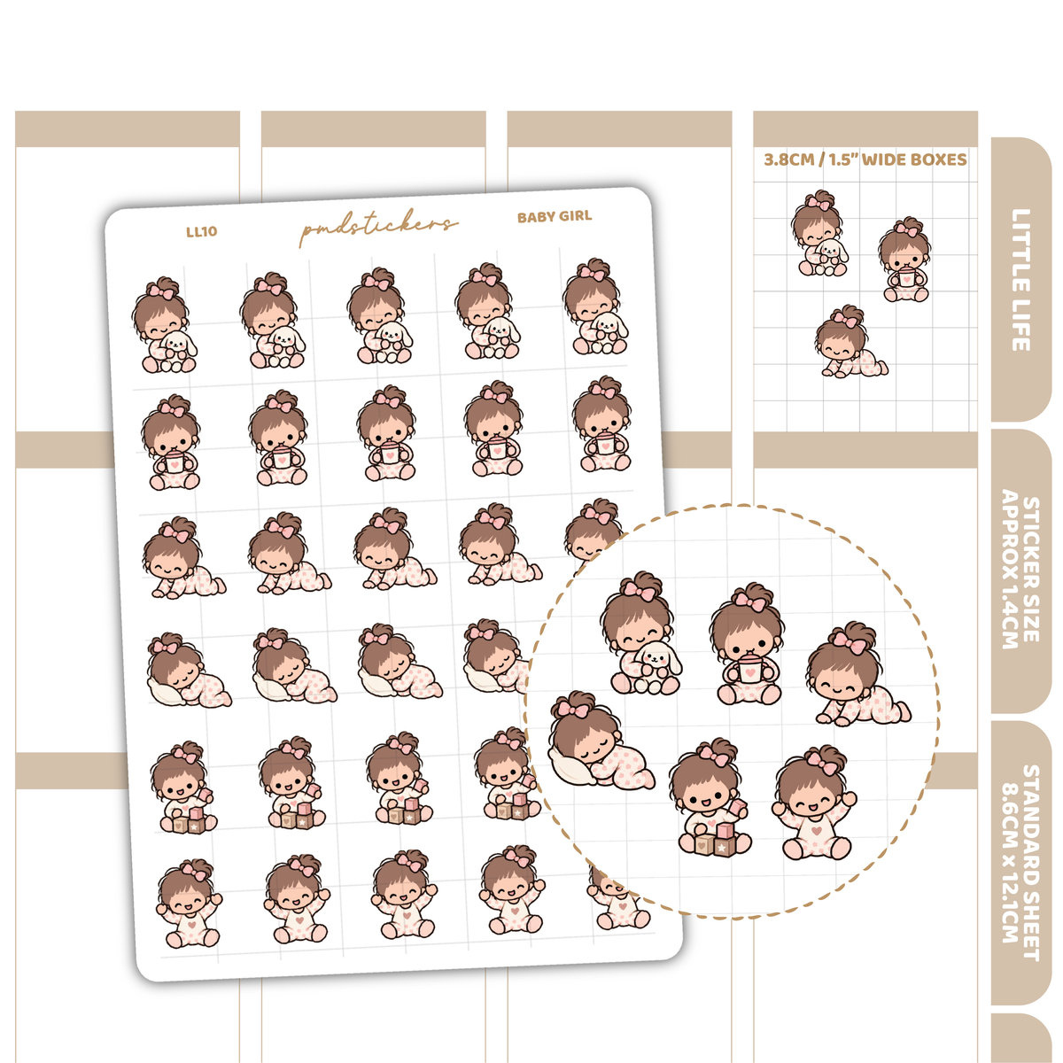 Baby Girl Little Life Character Stickers | Planner Stickers | LL10