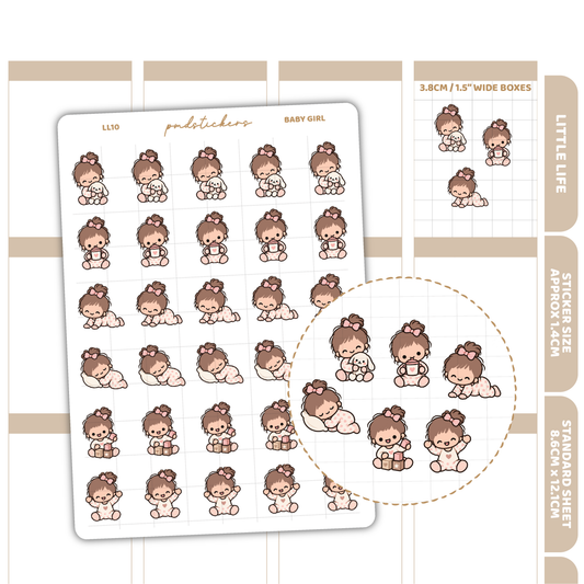 Baby Girl Little Life Character Stickers | Planner Stickers | LL10
