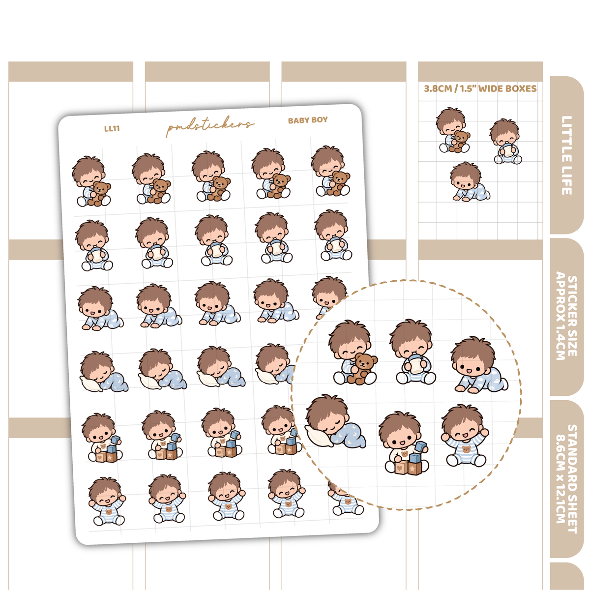 Baby Boy Little Life Character Stickers | Planner Stickers | LL11