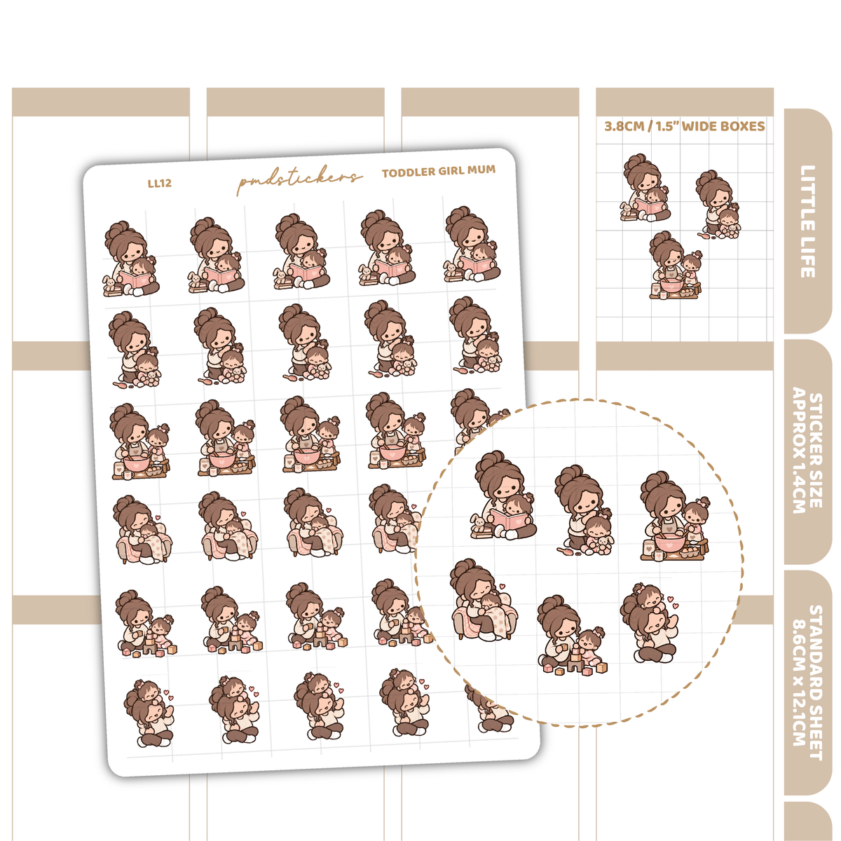 Toddler Girl Mum Little Life Character Stickers | Planner Stickers | LL12
