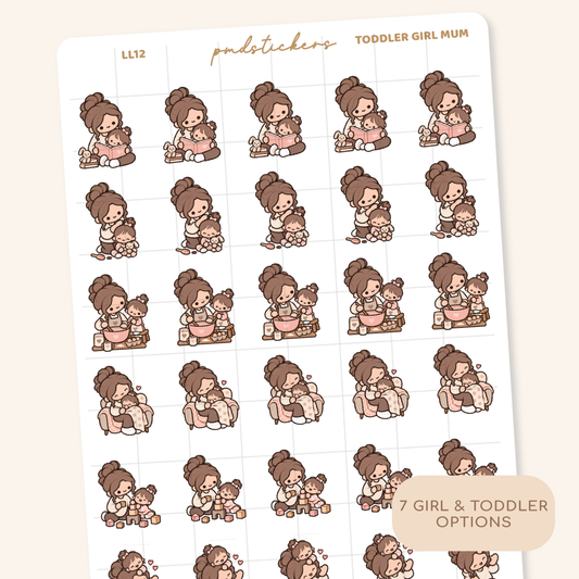 Toddler Girl Mum Little Life Character Stickers | Planner Stickers | LL12