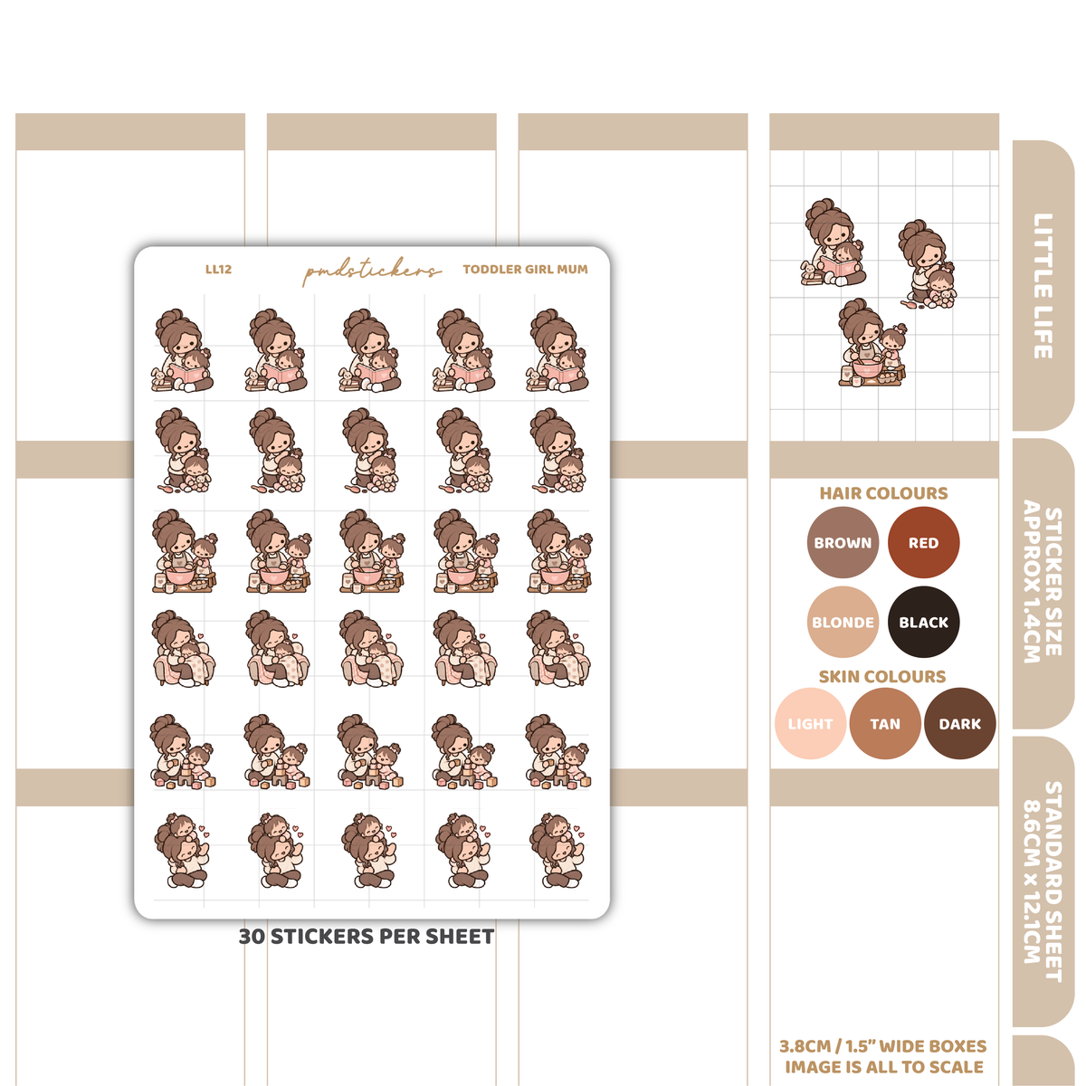 Toddler Girl Mum Little Life Character Stickers | Planner Stickers | LL12