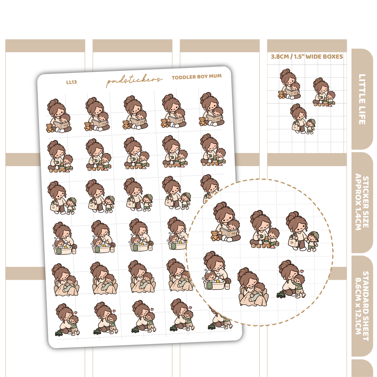 Toddler Boy Mum Little Life Character Stickers | Planner Stickers | LL13