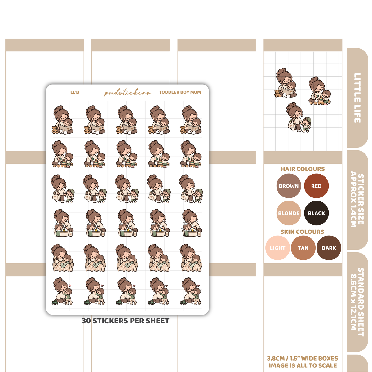 Toddler Boy Mum Little Life Character Stickers | Planner Stickers | LL13