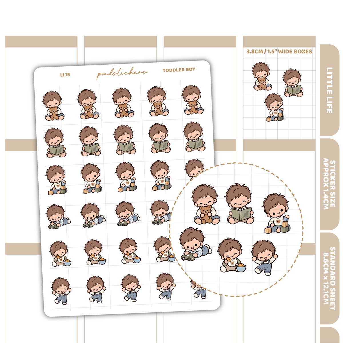 Toddler Boy Little Life Character Stickers | Planner Stickers | LL15