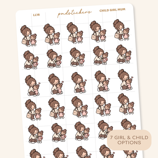 Child Girl Mum Little Life Character Stickers | Planner Stickers | LL16