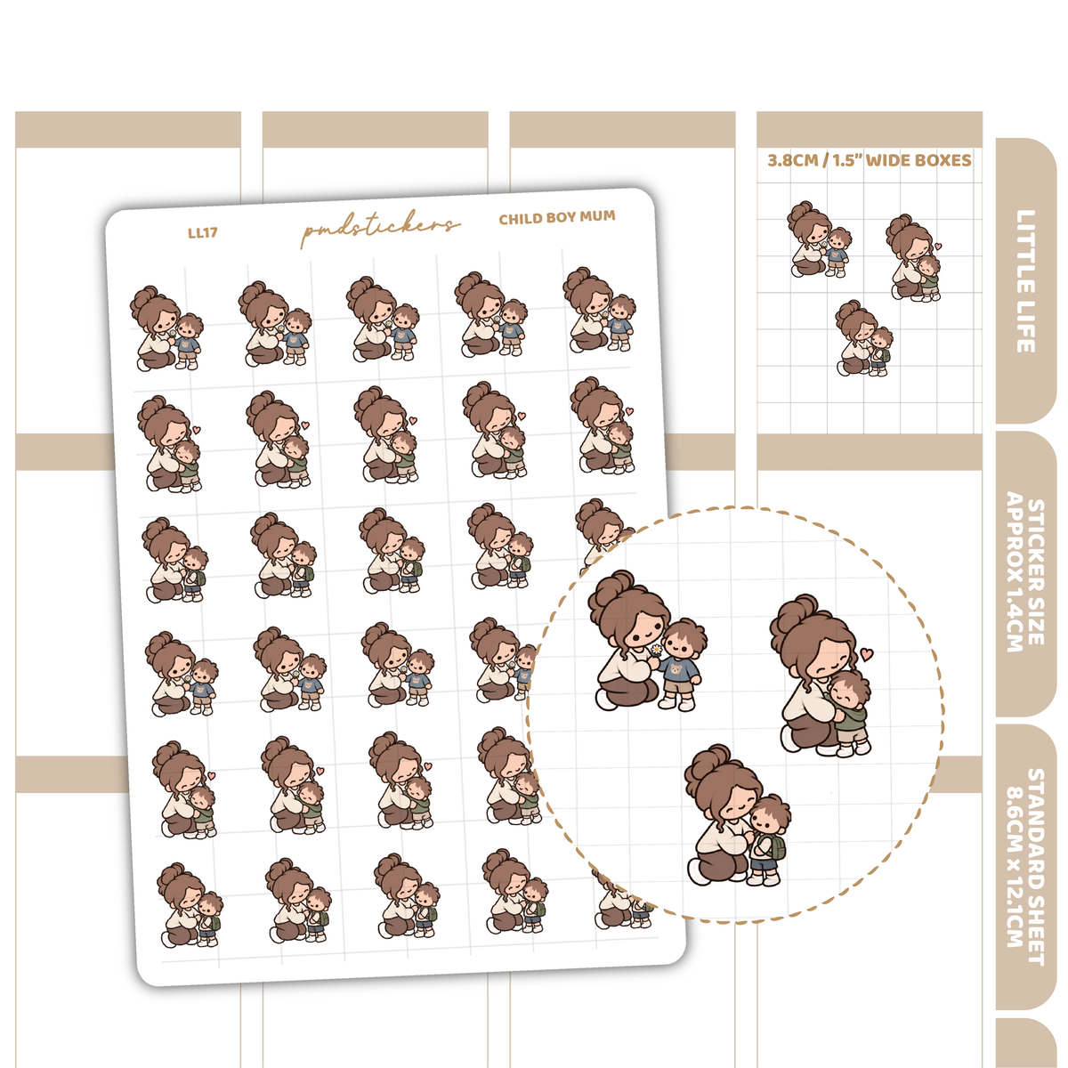 Child Boy Mum Little Life Character Stickers | Planner Stickers | LL17