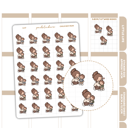 Child Boy Mum Little Life Character Stickers | Planner Stickers | LL17
