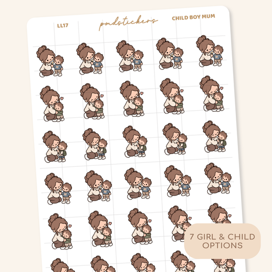 Child Boy Mum Little Life Character Stickers | Planner Stickers | LL17