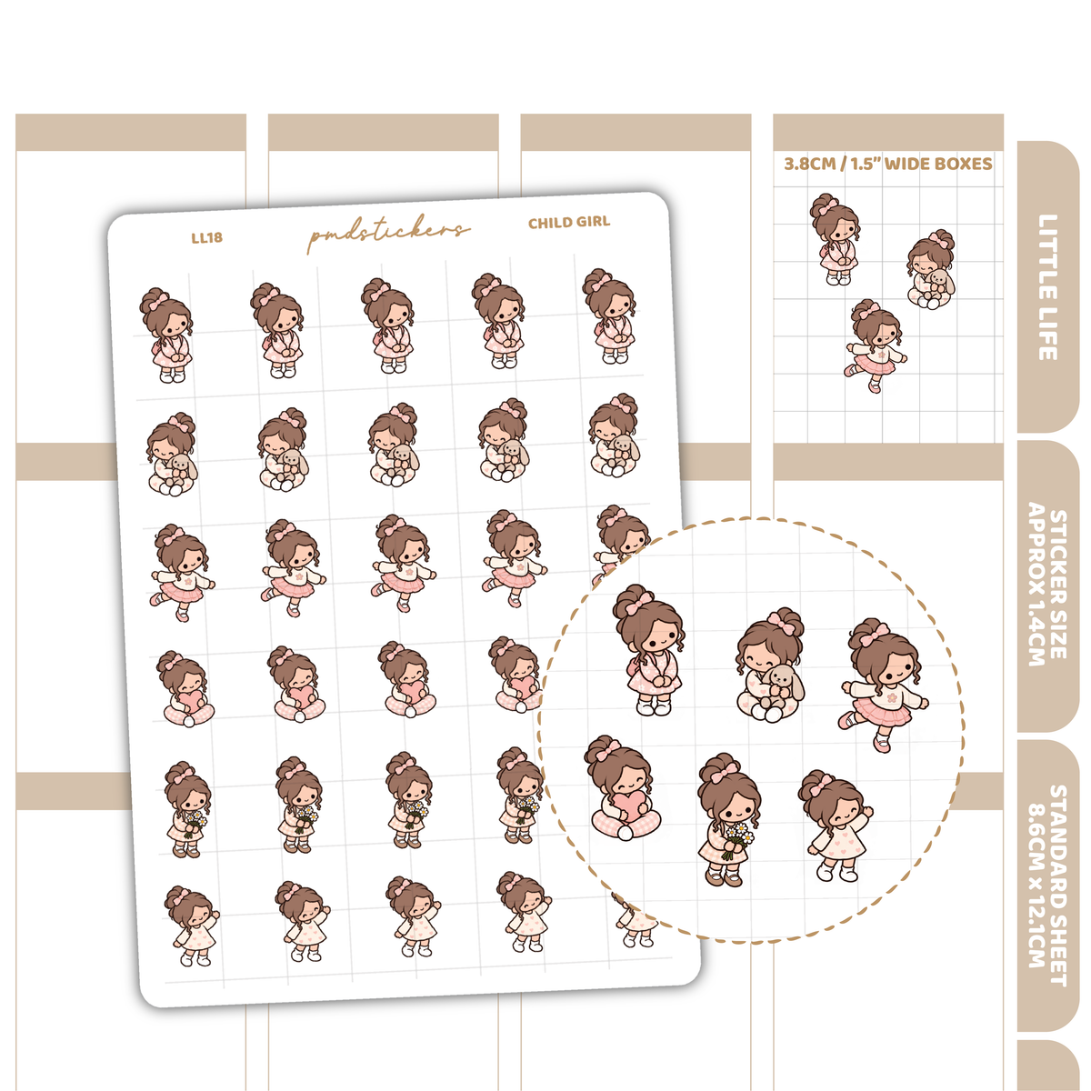 Child Girl Little Life Character Stickers | Planner Stickers | LL18