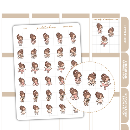 Child Girl Little Life Character Stickers | Planner Stickers | LL18