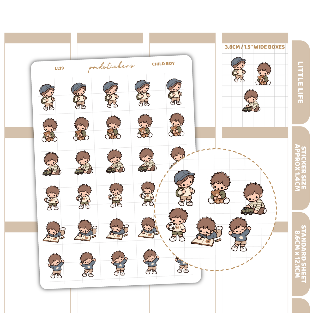 Child Boy Little Life Character Stickers | Planner Stickers | LL19