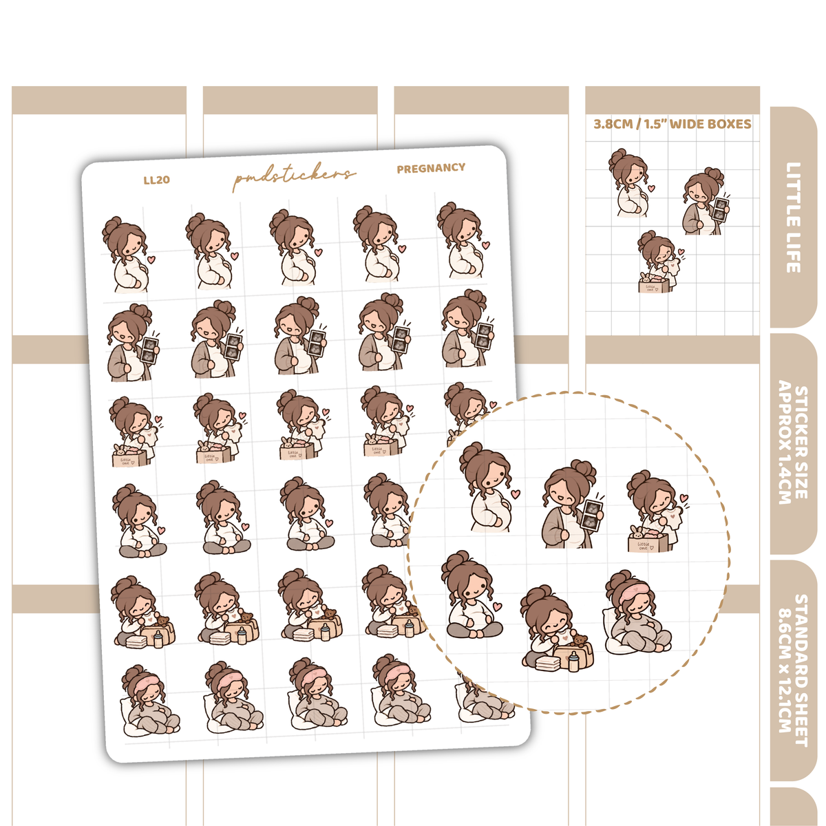 Pregnancy Little Life Character Stickers | Planner Stickers | LL20