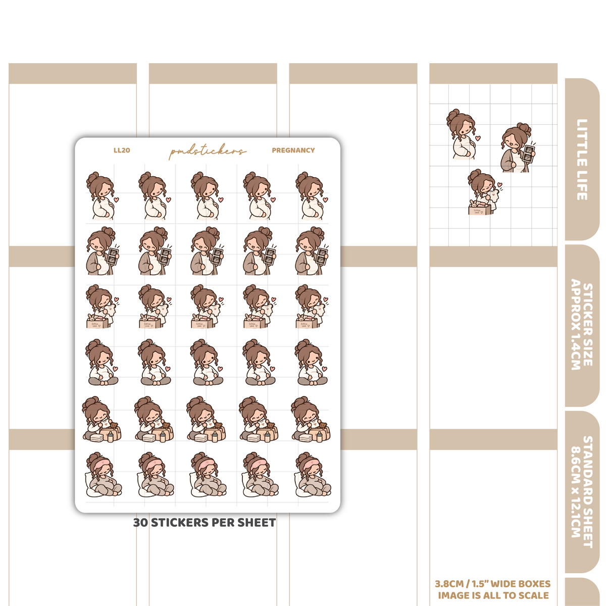 Pregnancy Little Life Character Stickers | Planner Stickers | LL20