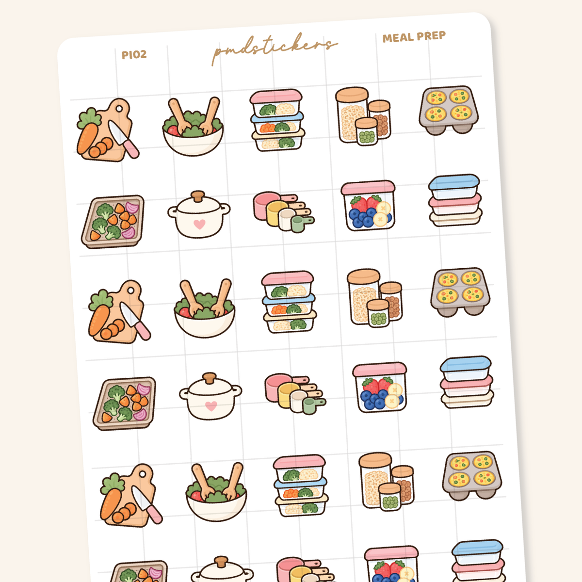 Meal Prep Pocket Icon Stickers | Planner Stickers | PI02