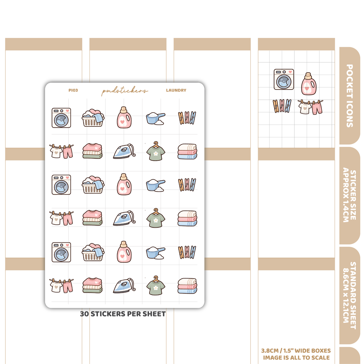 Laundry Pocket Icon Stickers | Planner Stickers | PI03