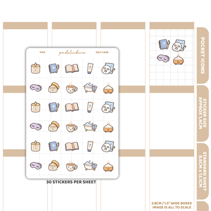 Self Care Pocket Icon Stickers | Planner Stickers | PI05