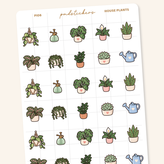 House Plants Pocket Icon Stickers | Planner Stickers | PI06