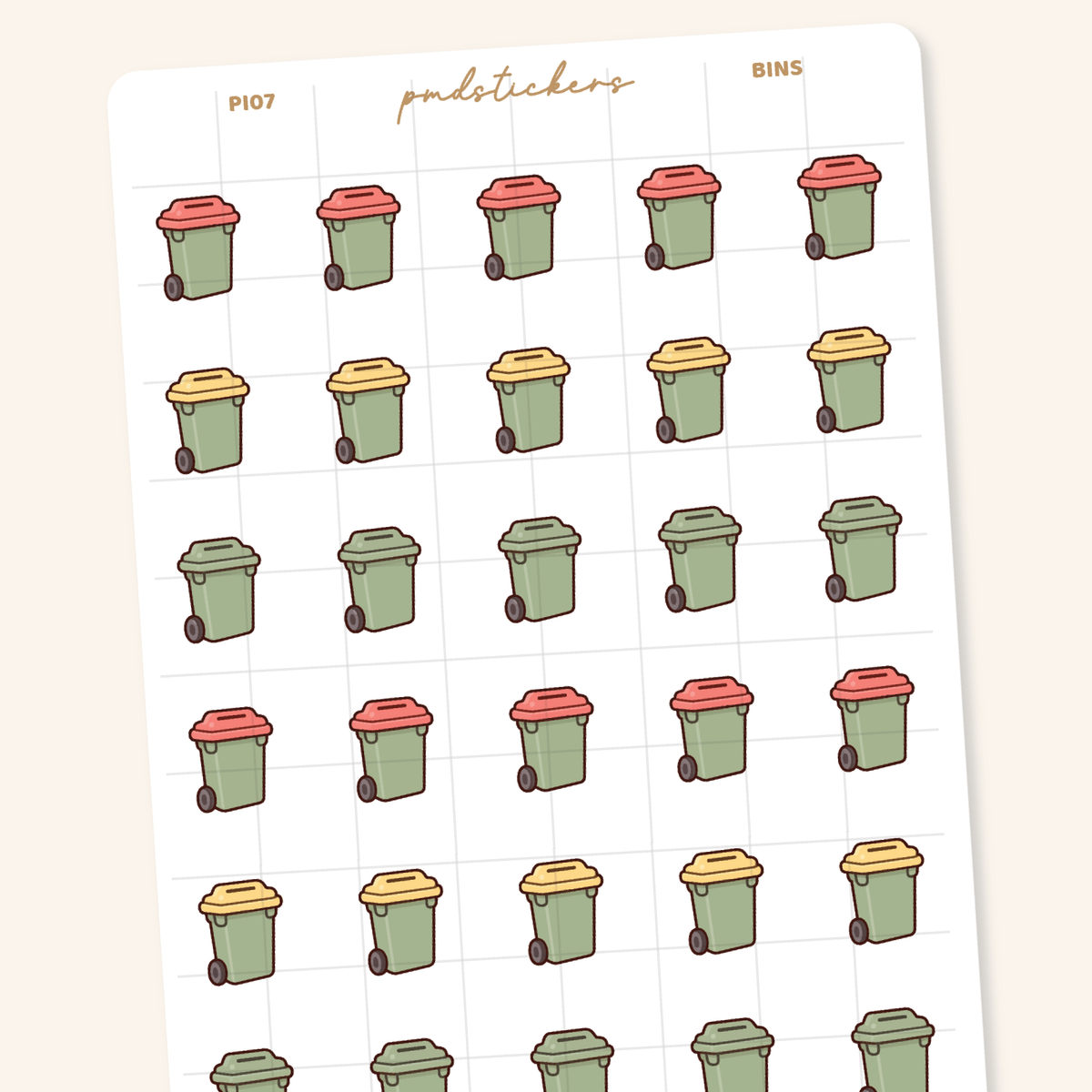 Bin Pocket Icon Stickers | Planner Stickers | PI07