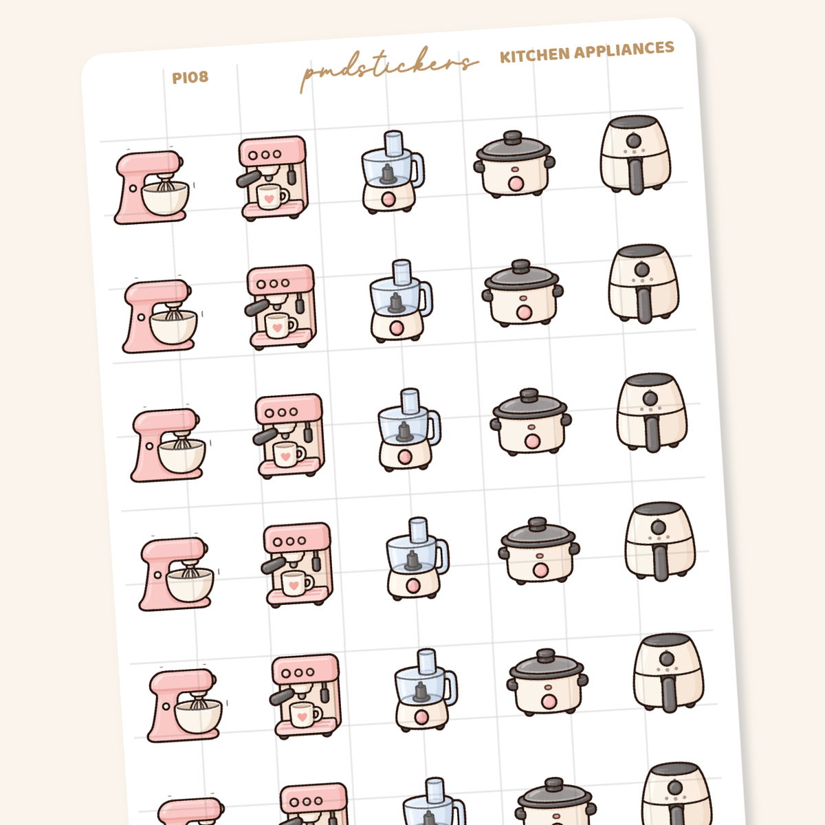 Kitchen Appliances Pocket Icon Stickers | Planner Stickers | PI08