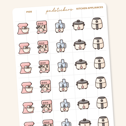 Kitchen Appliances Pocket Icon Stickers | Planner Stickers | PI08