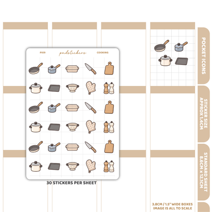 Cooking Pocket Icon Stickers | Planner Stickers | PI09