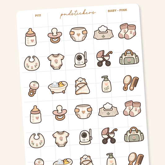 Baby - Pink Pocket Icon Stickers | Planner Stickers | PI11