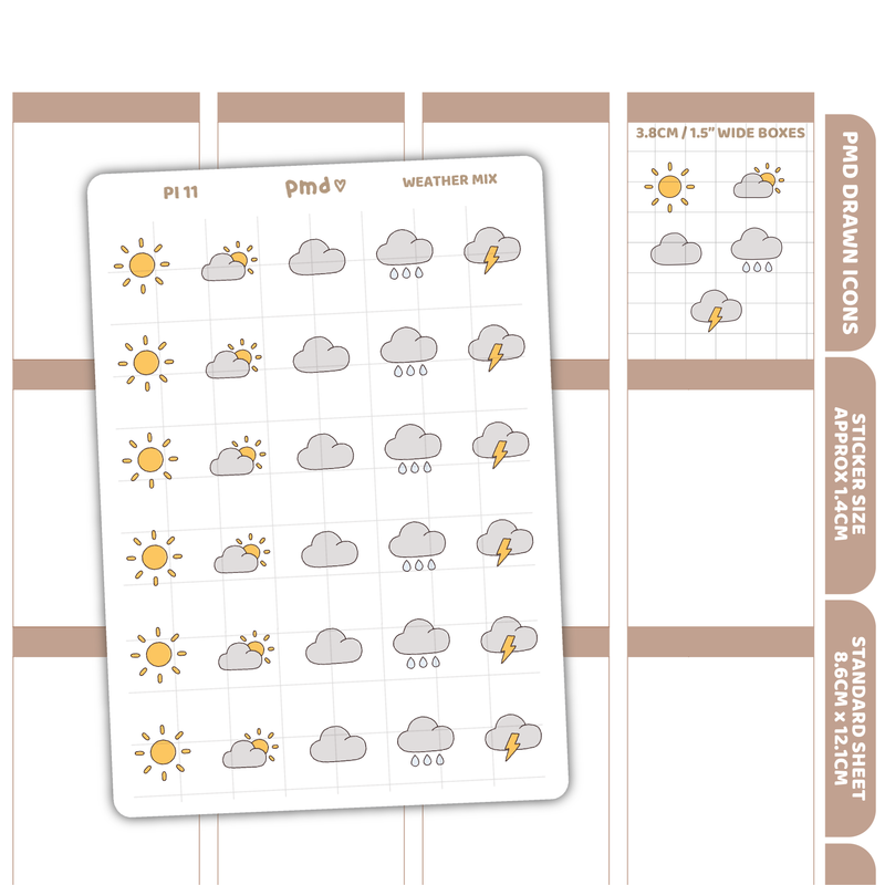 Weather Stickers | PMD Drawn Icons | PI11