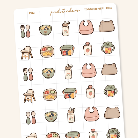 Toddler Meal Time Pocket Icon Stickers | Planner Stickers | PI12