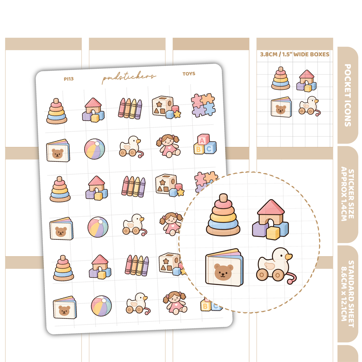 Toys Pocket Icon Stickers | Planner Stickers | PI13