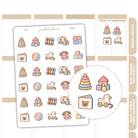 Toys Pocket Icon Stickers | Planner Stickers | PI13